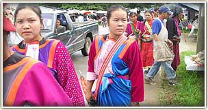 See traditionally dressed hilltribe women at the hilltribe market Thailand